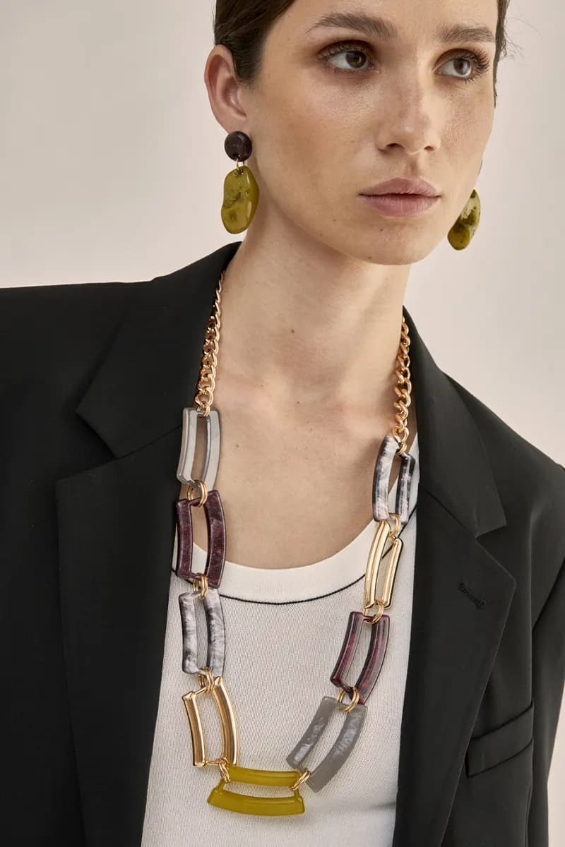 NALÌ | Collana lunga Ely in resina lime mix - 4