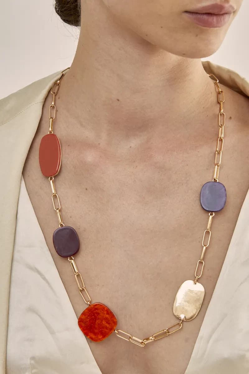 NALÌ | Collana lunga in resina arancio mix - 4