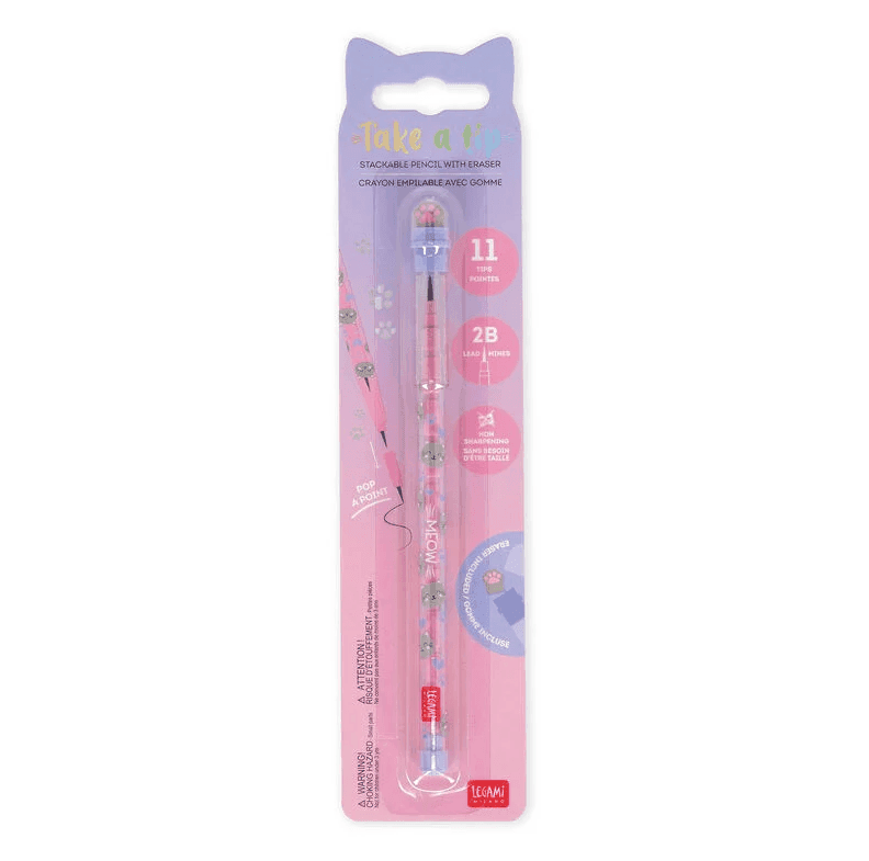 Legami - Matita Impilabile con Gomma - Take a Tip - Kitty (STE0001) - 7