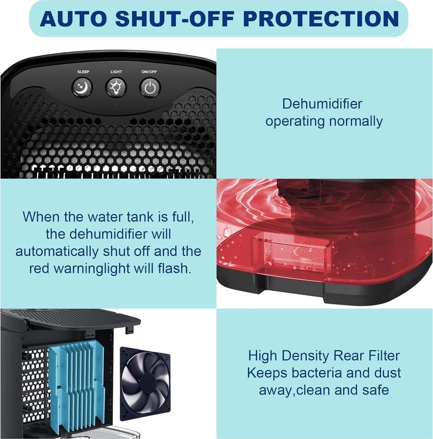 Deumidificatore Powate H2102 1000ml Nero Elettrico Automatico Ultra Silenzioso - 3