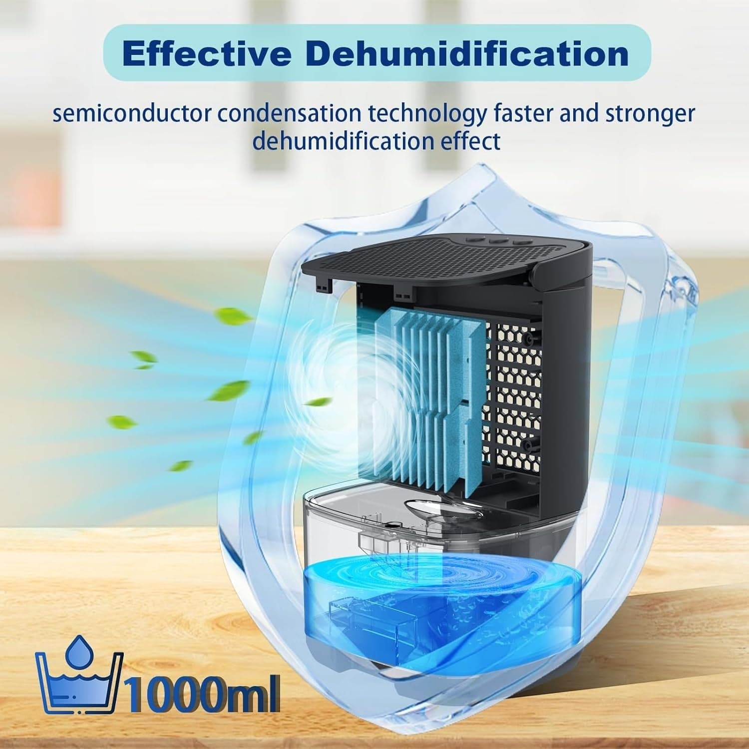 Deumidificatore Powate H2102 1000ml Nero Elettrico Automatico Ultra Silenzioso - 4