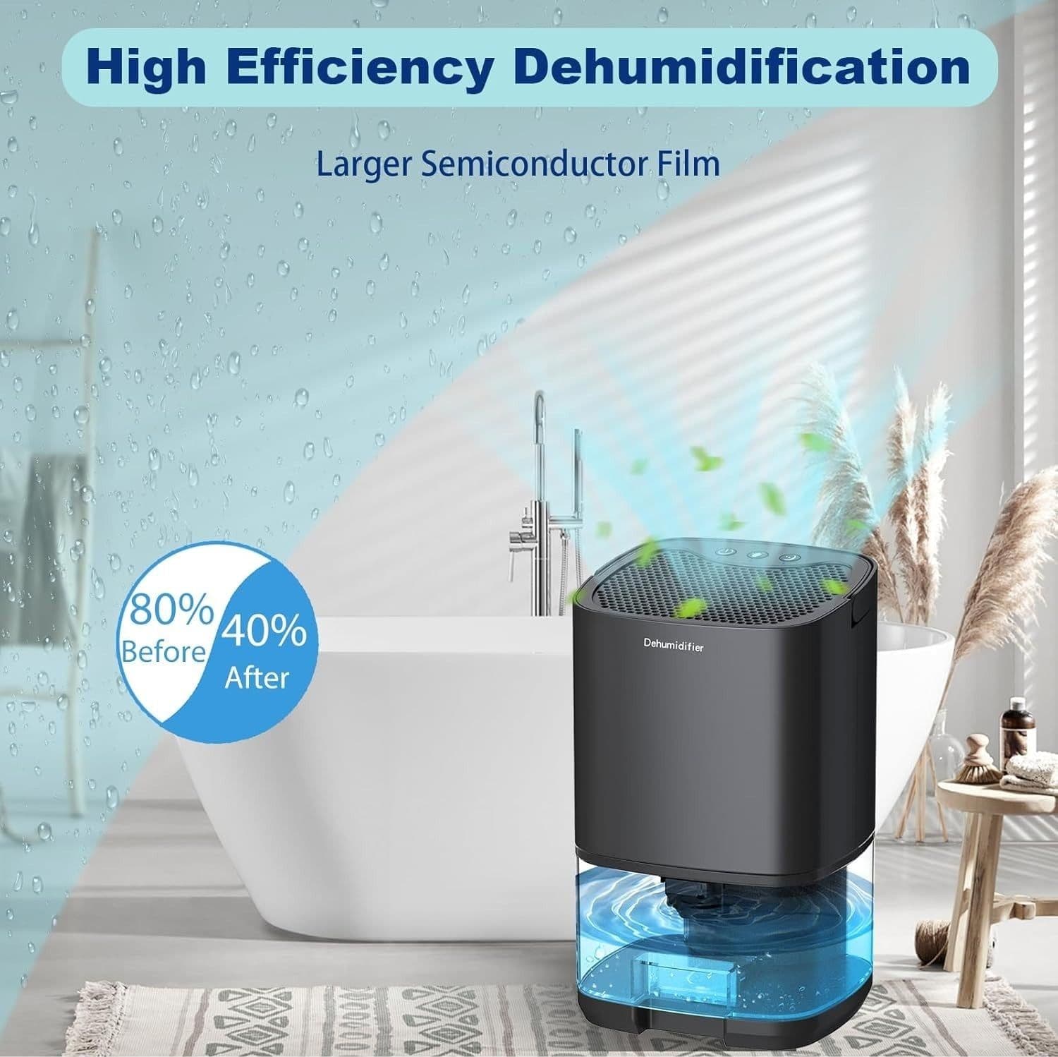 Deumidificatore Powate H2102 1000ml Nero Elettrico Automatico Ultra Silenzioso - 5