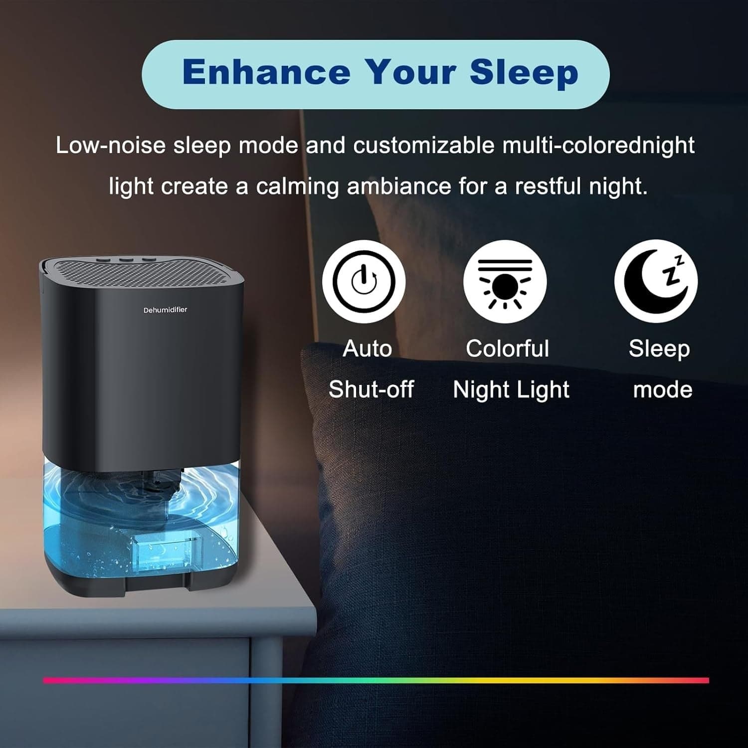 Deumidificatore Powate H2102 1000ml Nero Elettrico Automatico Ultra Silenzioso - 7