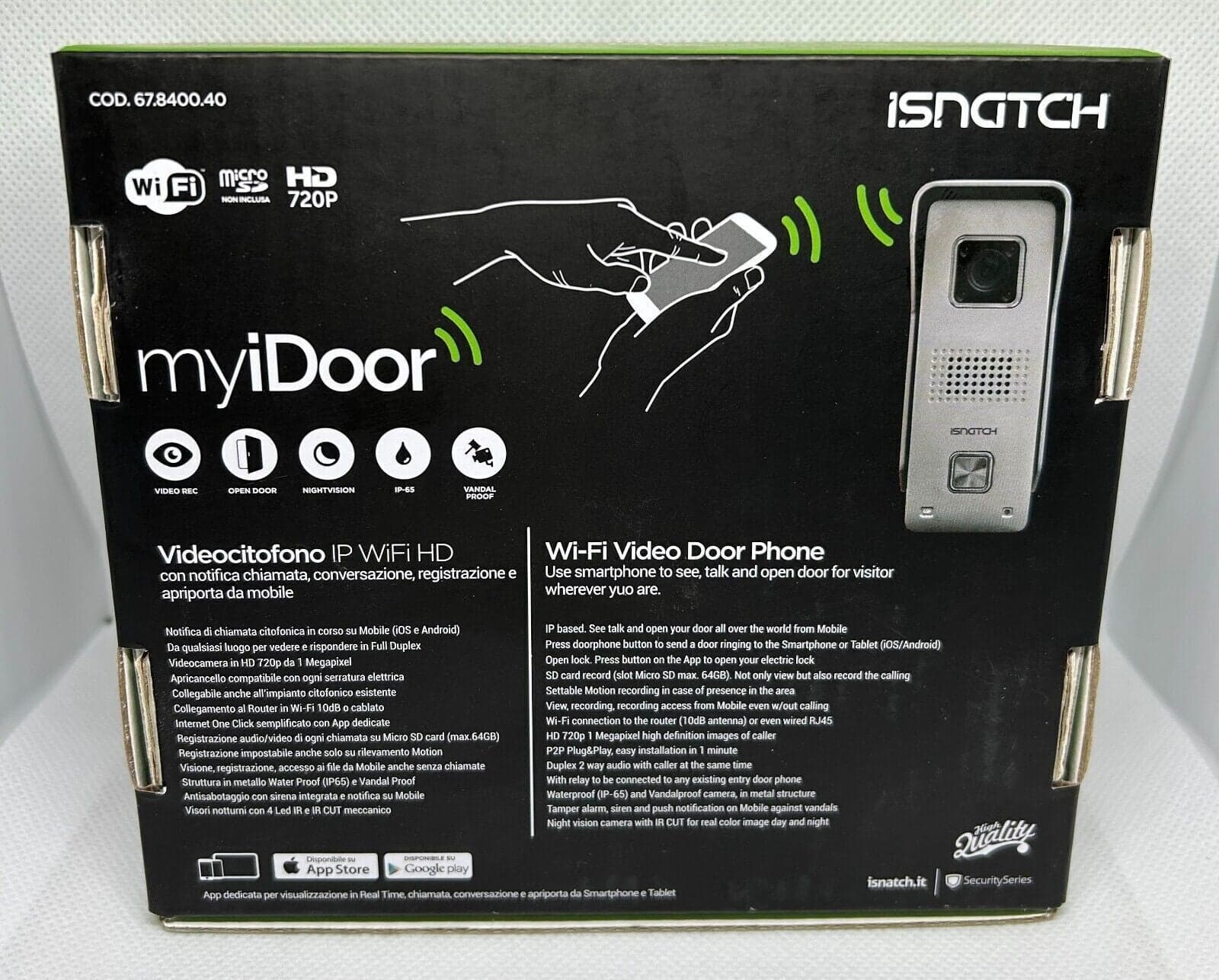 Isnatch myidoor GBC - videocitofono IP Wi-Fi HD Guarda, Parla, Ascolta e APRI - 3