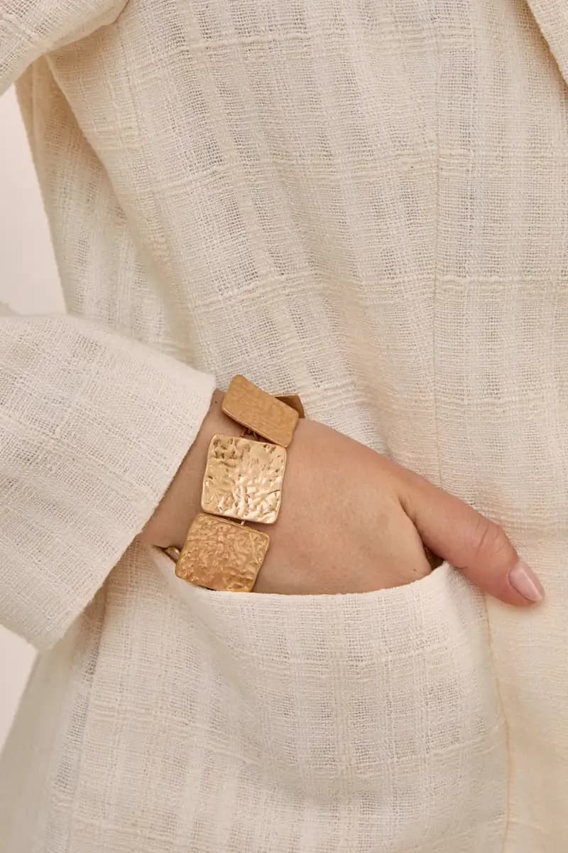 NALÌ | Bracciale maglia quadrata oro anticato - 4