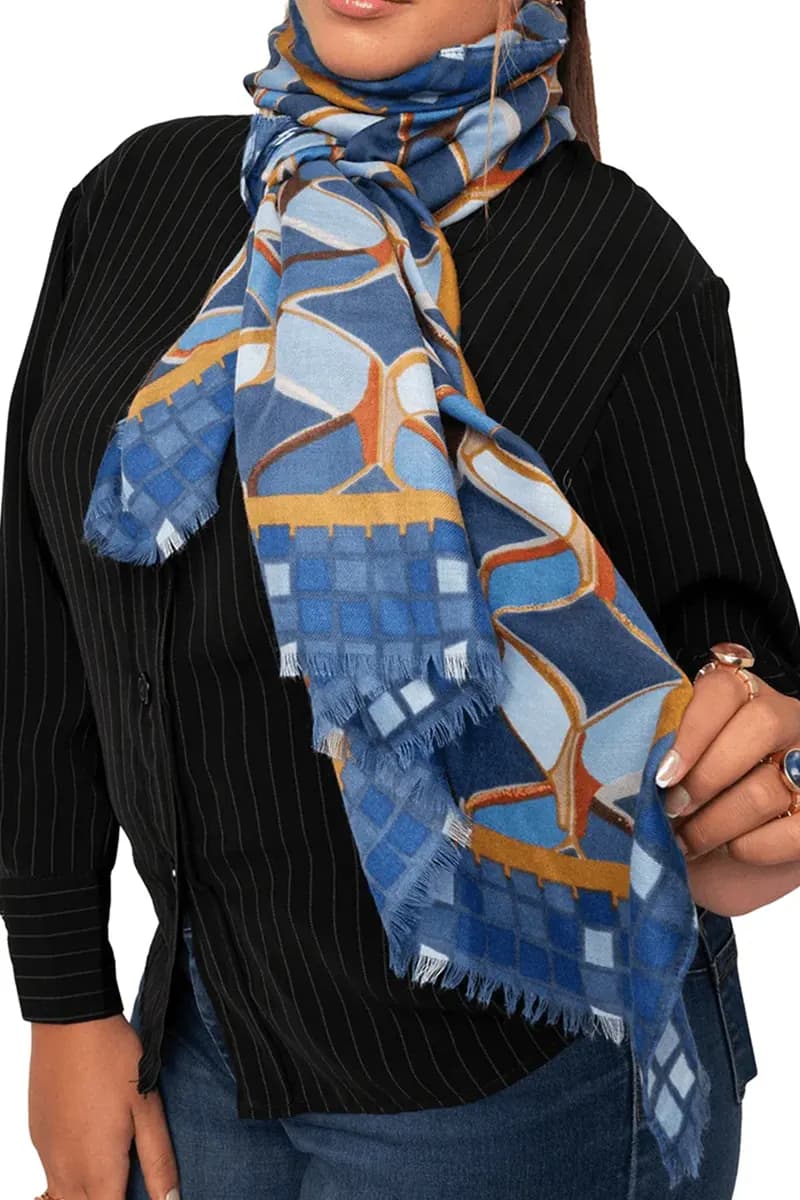MYA ACCESSORIES | Sciarpa con stampa geometrica tono blu - 3