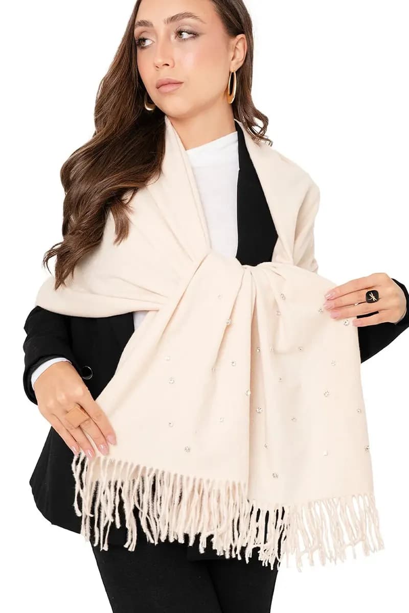 MYA ACCESSORIES | Sciarpa misto cashmere bianco panna - 3