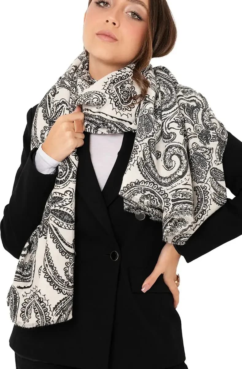 MYA ACCESSORIES | Sciarpa misto lana bianca con stampa - 3