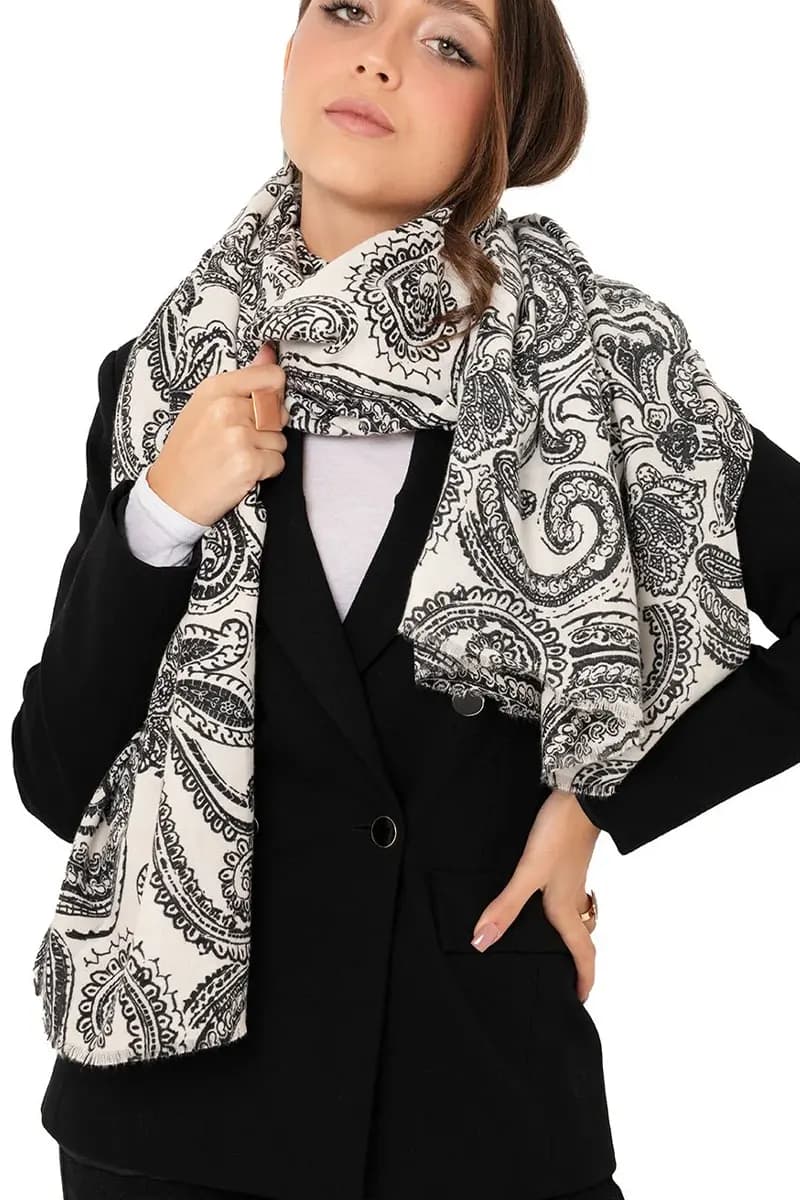MYA ACCESSORIES | Sciarpa misto lana bianca con stampa - 3
