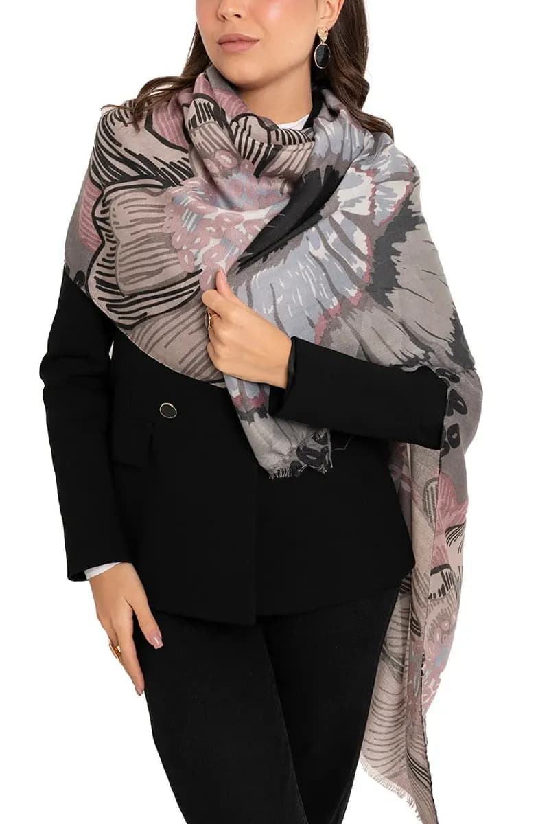 MYA ACCESSORIES | Sciarpa misto cotone grigia con stampa - 3