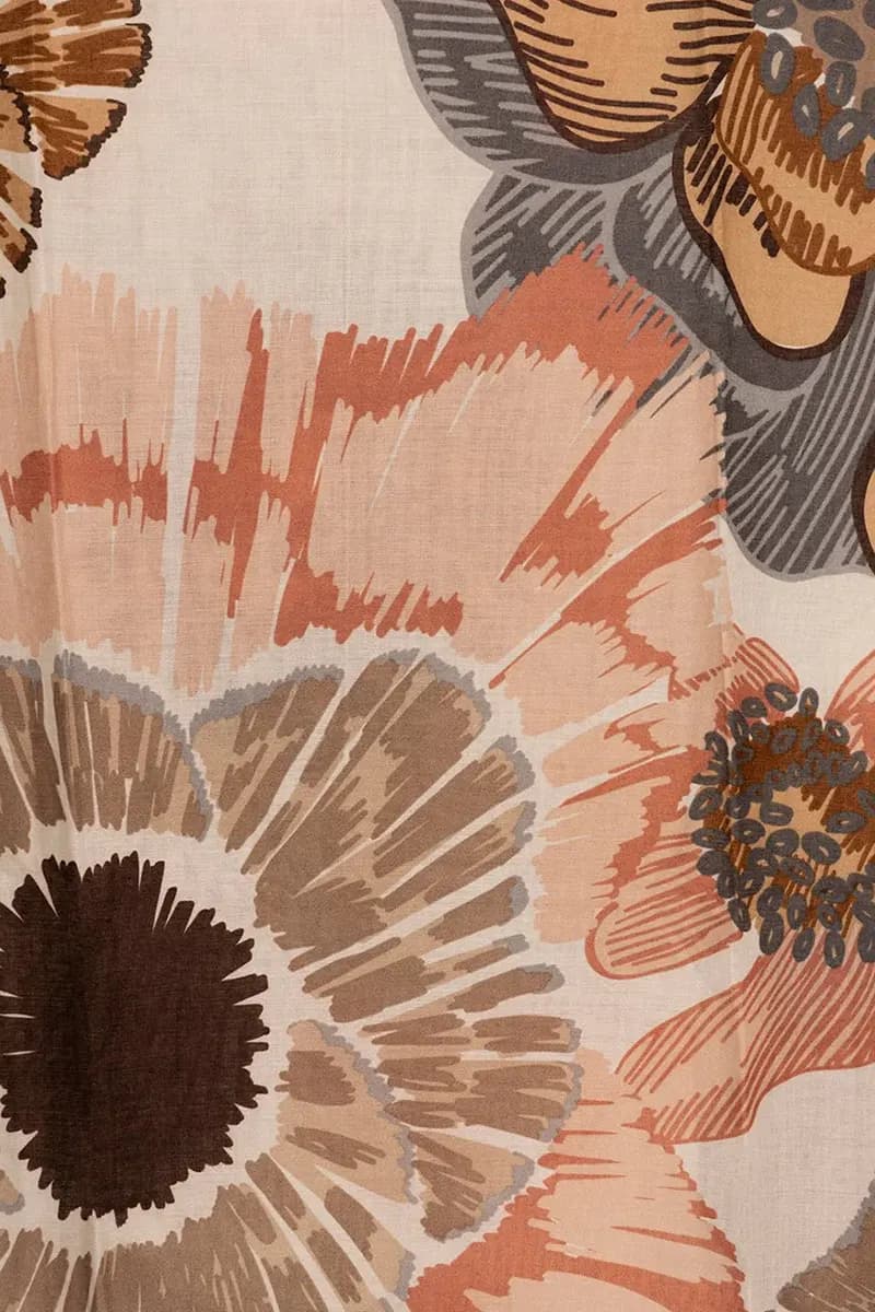 MYA ACCESSORIES | Sciarpa misto cotone beige con stampa - 2