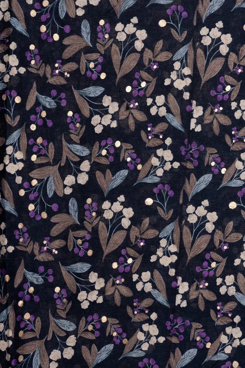 MYA ACCESSORIES | Sciarpa misto cotone blu notte con stampa - 2