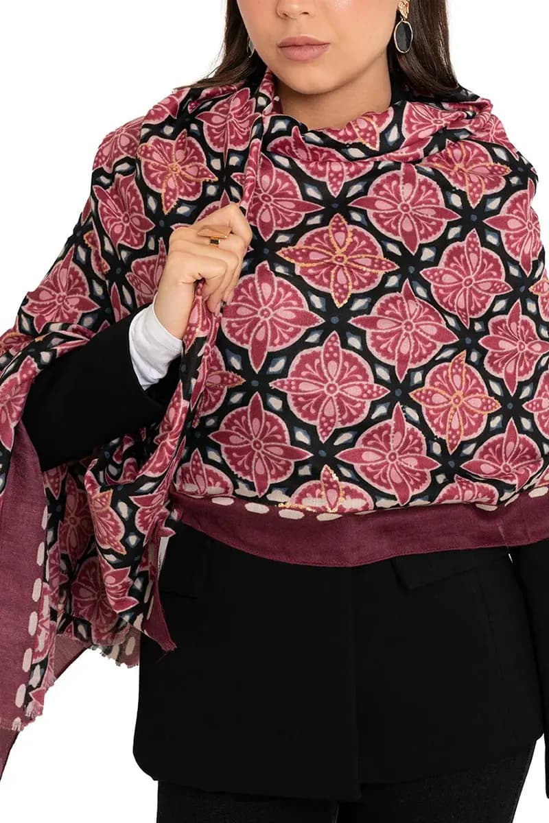 MYA ACCESSORIES | Sciarpa misto cotone magenta con stampa - 3