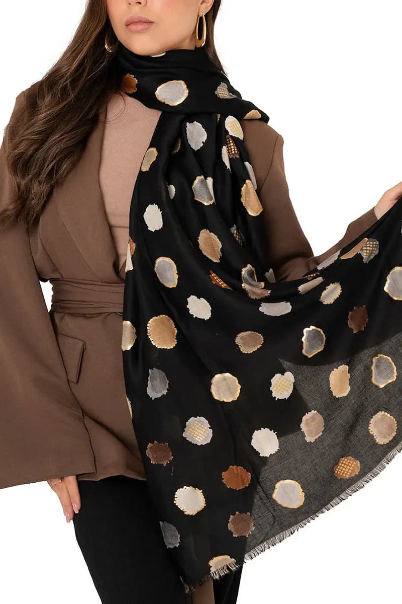 MYA ACCESSORIES | Sciarpa misto cotone nera con stampa - 3