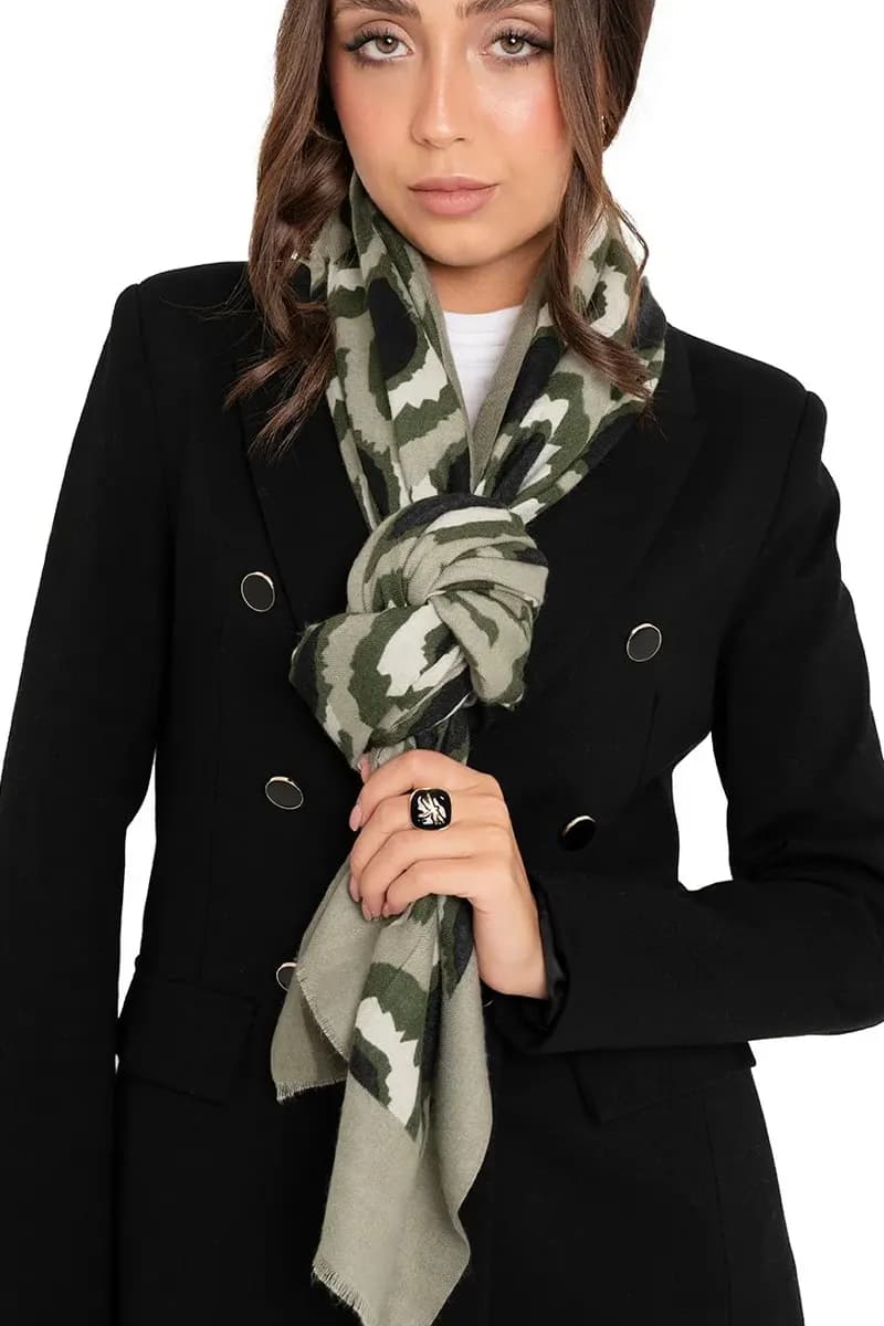 MYA ACCESSORIES | Sciarpa misto lana verde con stampa - 3