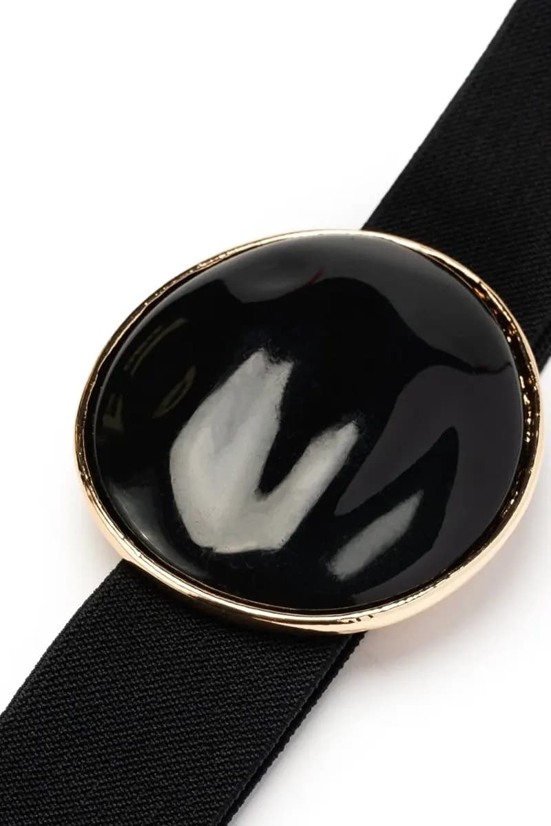 MYA ACCESSORIES | Cintura elastica nera con medaglione - 2