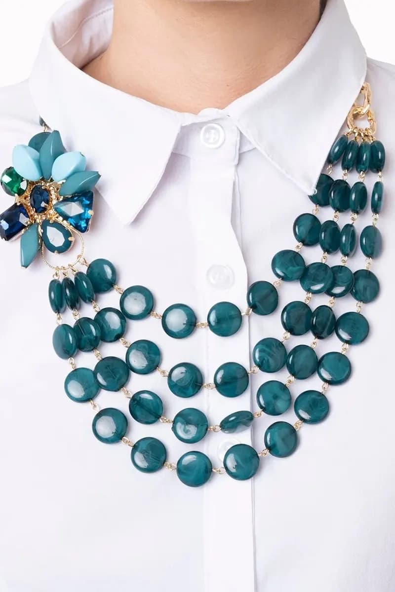 MYA ACCESSORIES | Collana multifilo con pietre piatte e fiore - 2