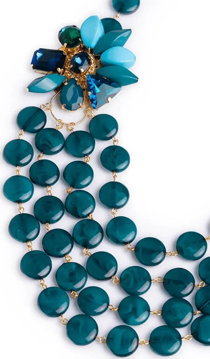 MYA ACCESSORIES | Collana multifilo con pietre piatte e fiore - 3