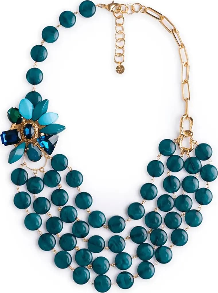 MYA ACCESSORIES | Collana multifilo con pietre piatte e fiore - 4