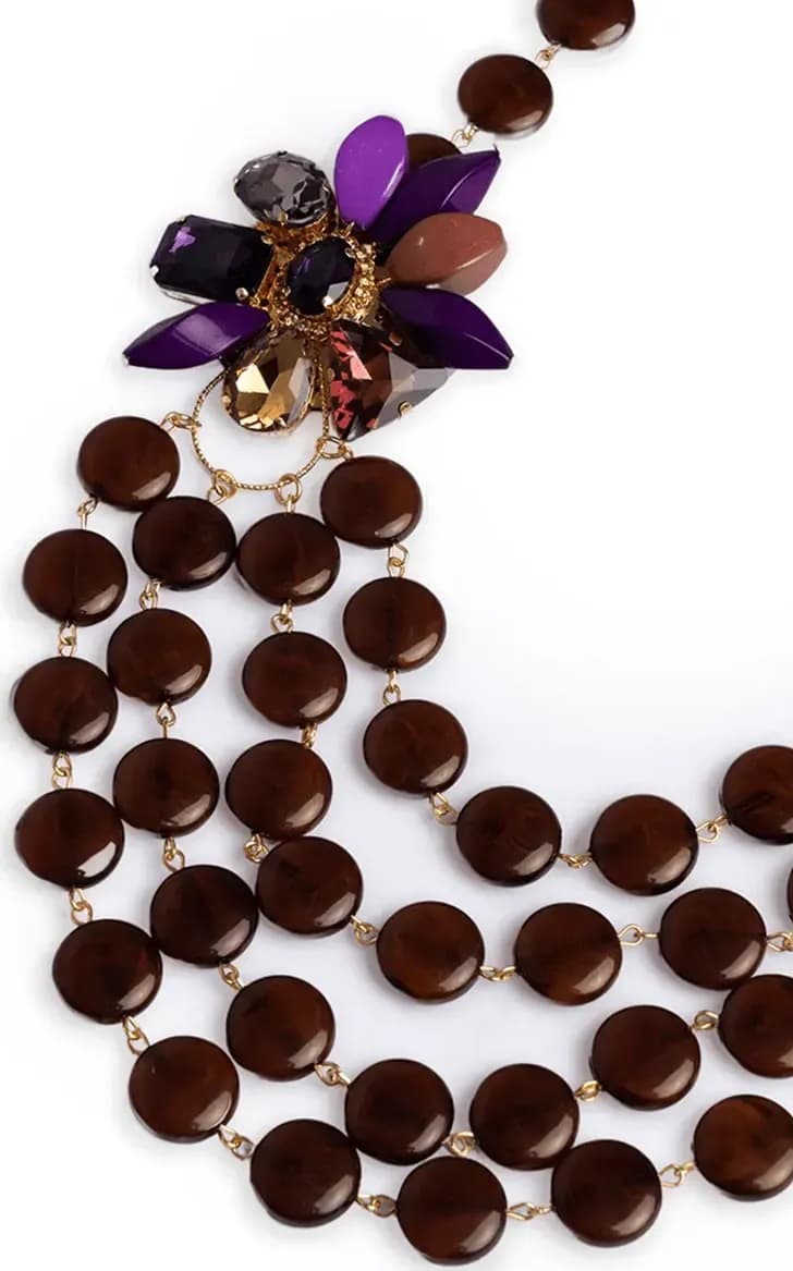 MYA ACCESSORIES | Collana multifilo con pietre piatte e fiore - 3