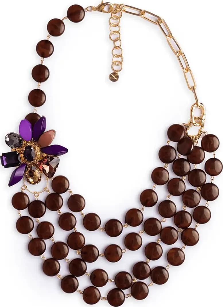 MYA ACCESSORIES | Collana multifilo con pietre piatte e fiore - 4