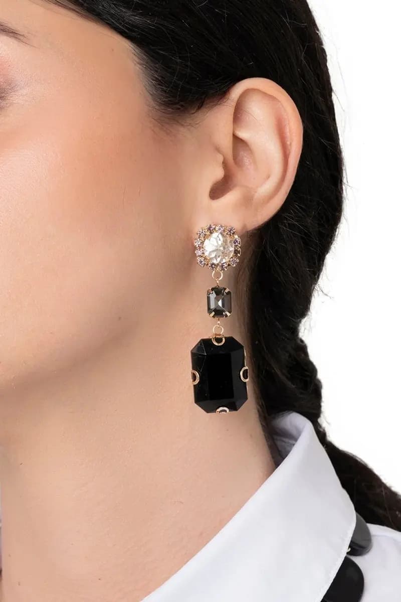 MYA ACCESSORIES | Orecchini pendenti con pietra in vetro - 3