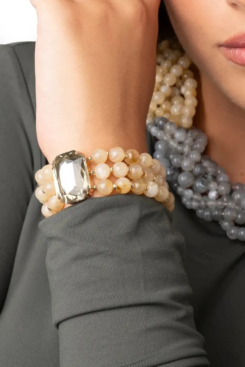 MYA ACCESSORIES | Bracciale multilinee elastico con pietra - 3