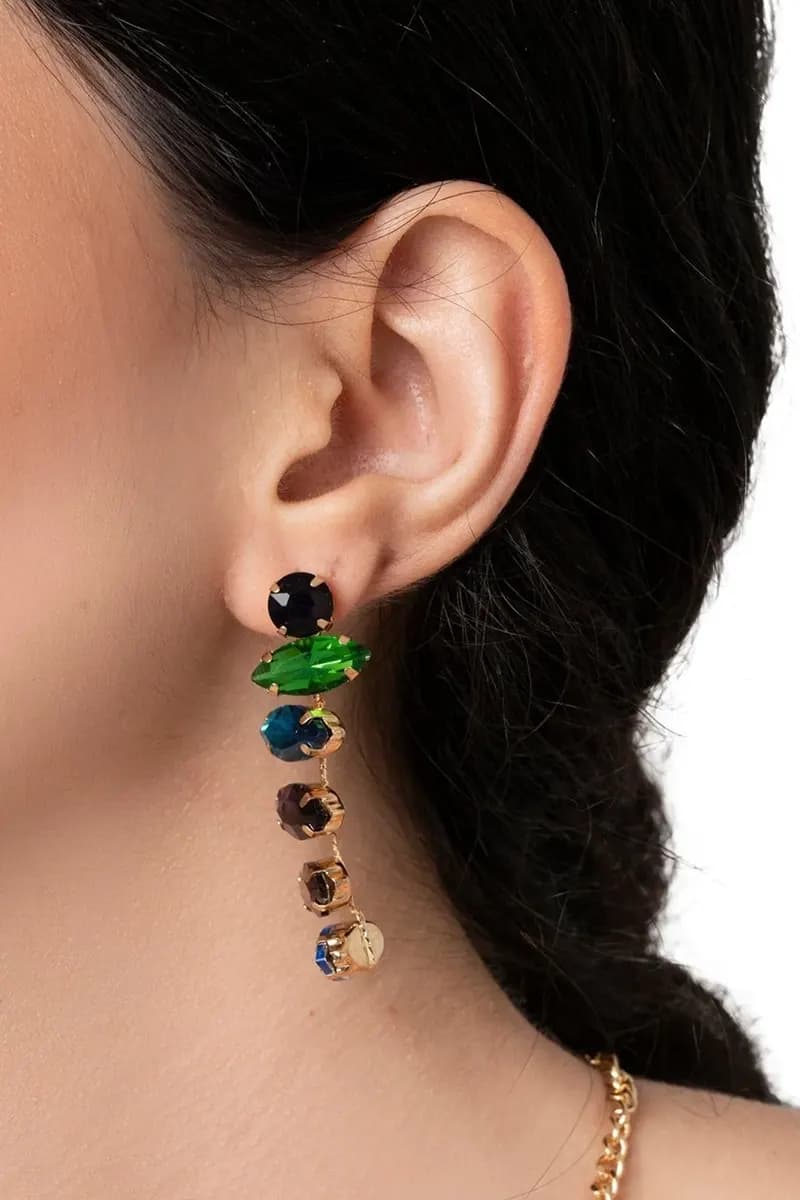 MYA ACCESSORIES | Orecchini pendenti con pietre in vetro - 3