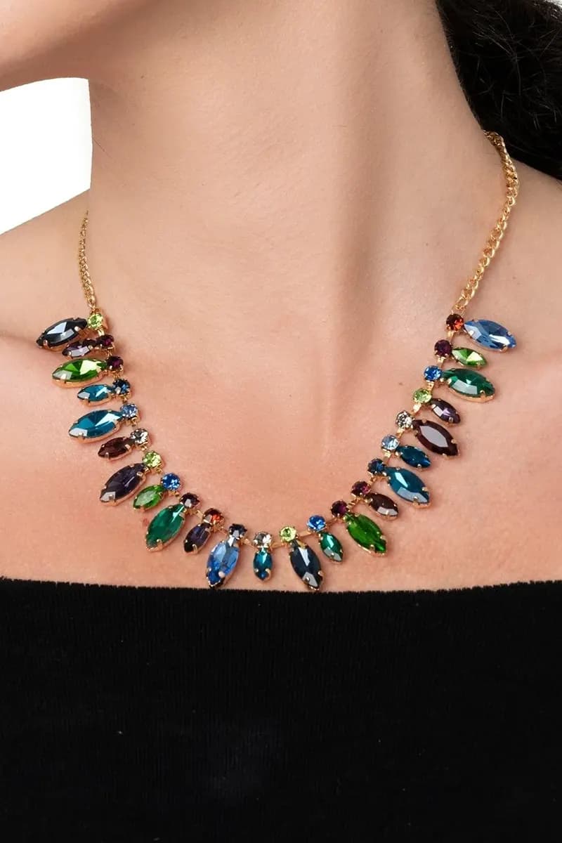MYA ACCESSORIES | Collana girocollo a catena con pietre - 4