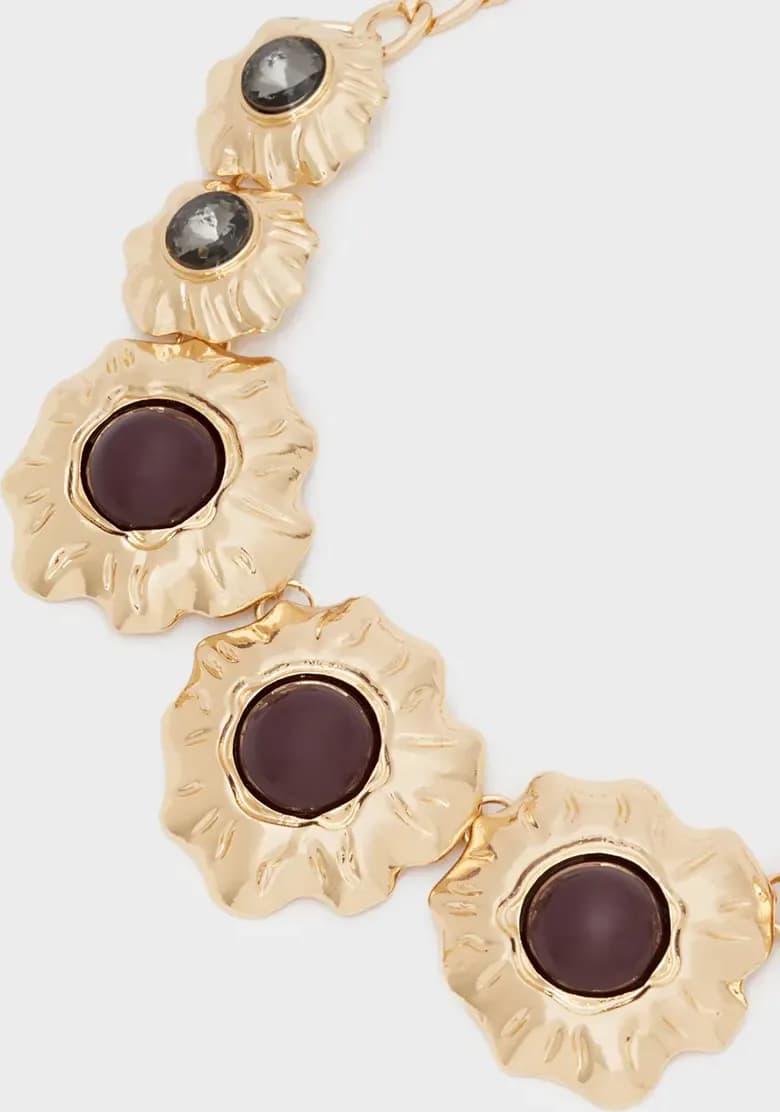 NALÌ | Collana girocollo fiori oro con perla - 3