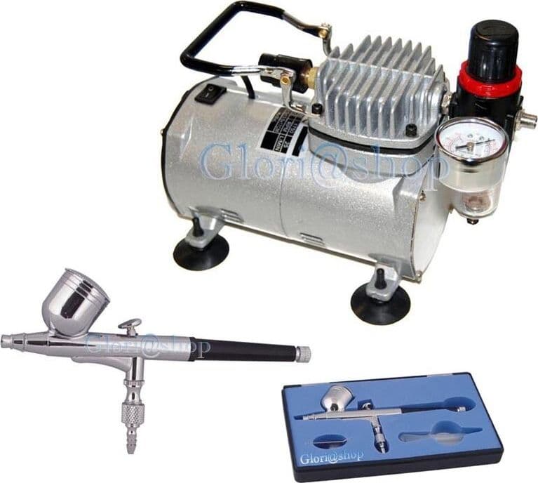 Kit Mini Compressore Aerografo Decorazione Unghie Nail Art Aeropenna Tratto Fine