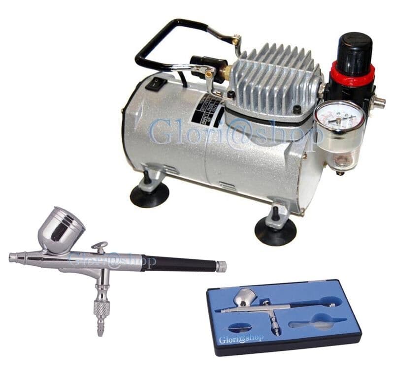 Kit Mini Compressore Aerografo Decorazione Unghie Nail Art Aeropenna Tratto Fine - 2
