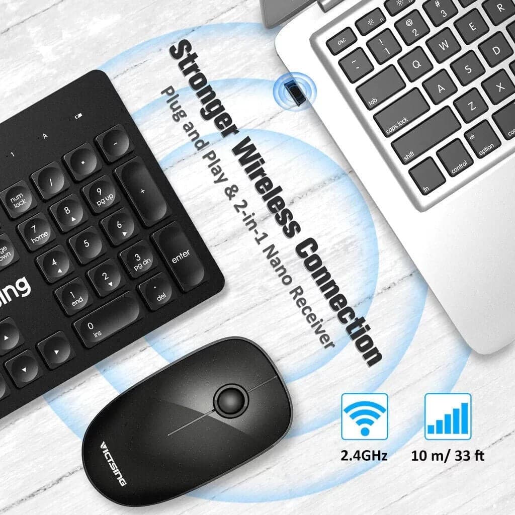 Set tastiera e mouse wireless ultra sottile senza fili, VicTsing PC176B - 3