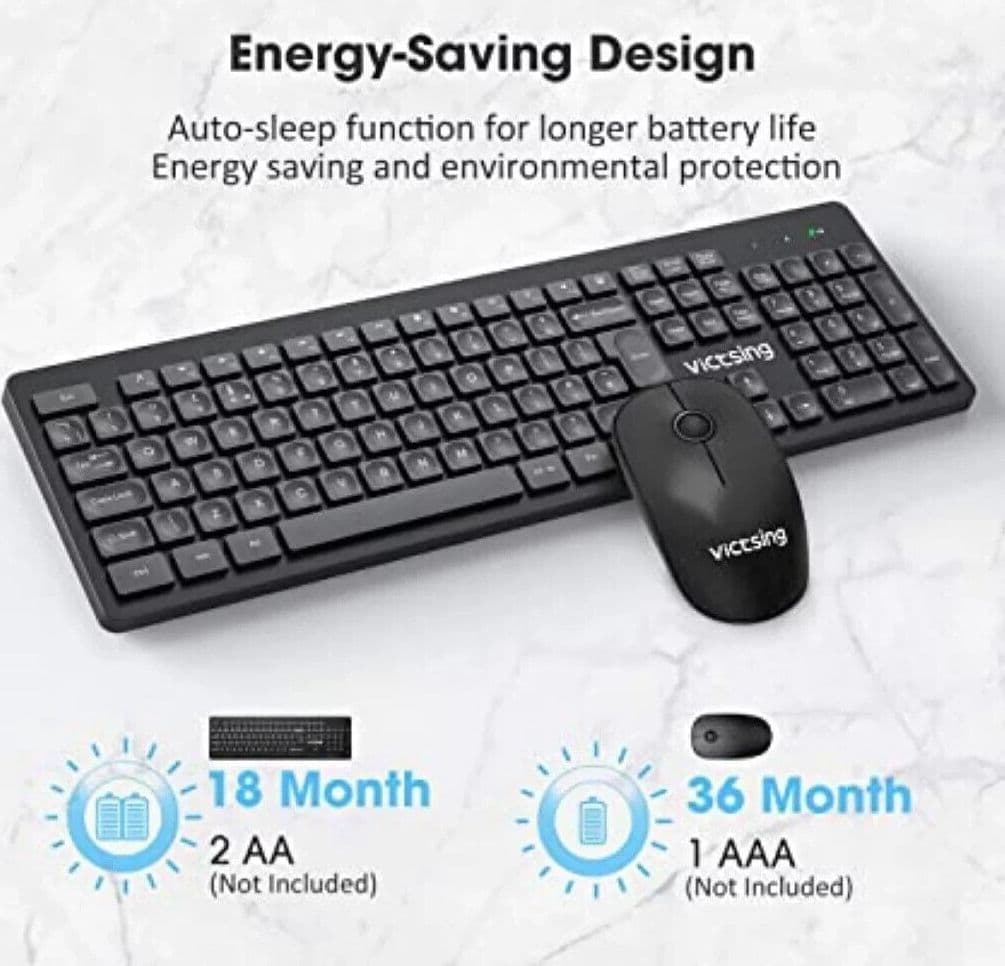 Set tastiera e mouse wireless ultra sottile senza fili, VicTsing PC176B - 6