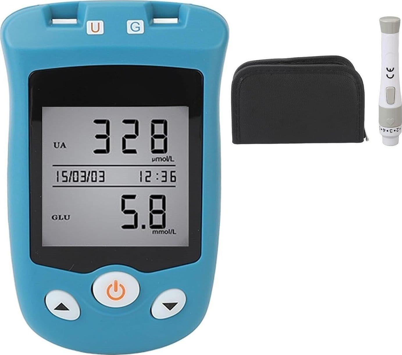 Sinocare Glucometro, 700 Memorizzazione Dati 2 Porte Test Schermo LCD Portatile