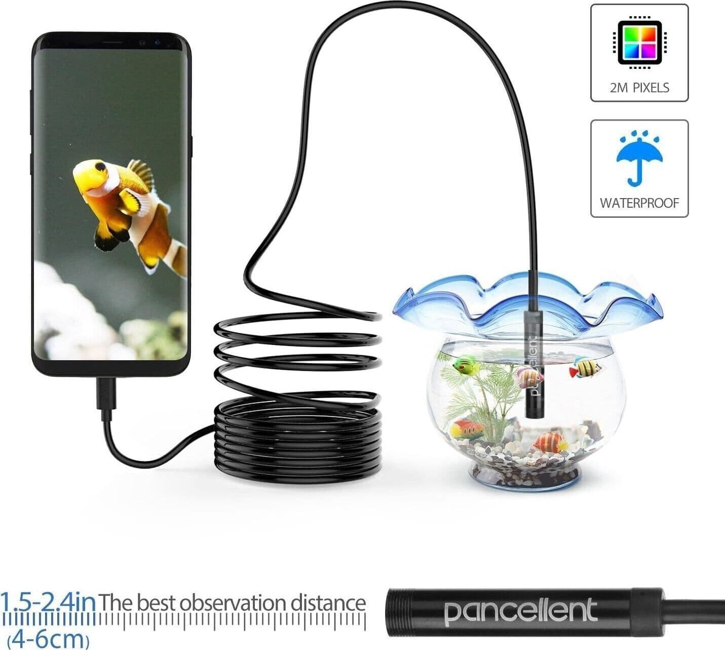 Endoscopio Android 2.0 Megapixel CMOS HD 2 in 1 Impermeabile Periscopio - 7