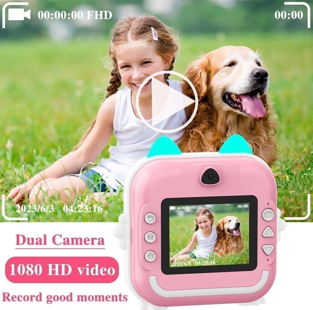 Fotocamera per bambini con stampa istantanea , Macchina fotografica Rosa 32 giga - 5