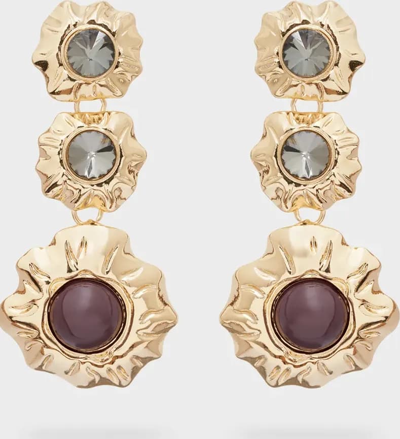 NALÌ | Orecchini lunghi con fiori oro e perla - 2