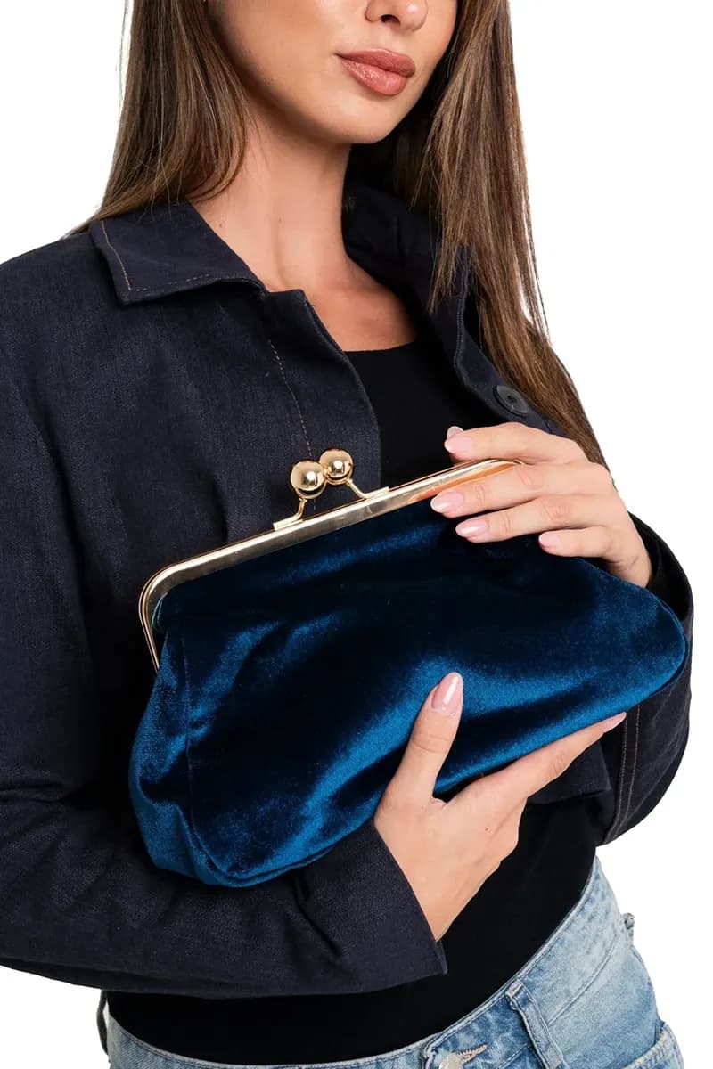 MYA ACCESSORIES | Borsa pochette in velluto blu - 3