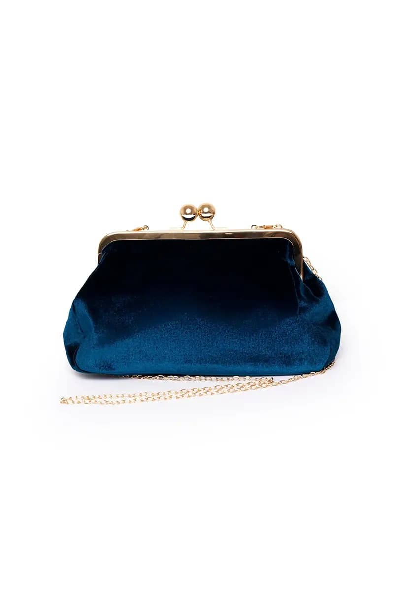 MYA ACCESSORIES | Borsa pochette in velluto blu - 2