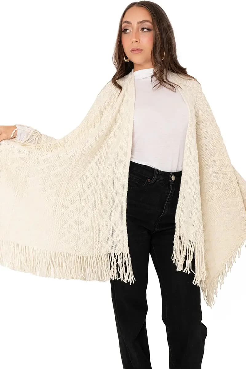 MYA ACCESSORIES | Scialle con frange laterali in acrilico bianco - 2