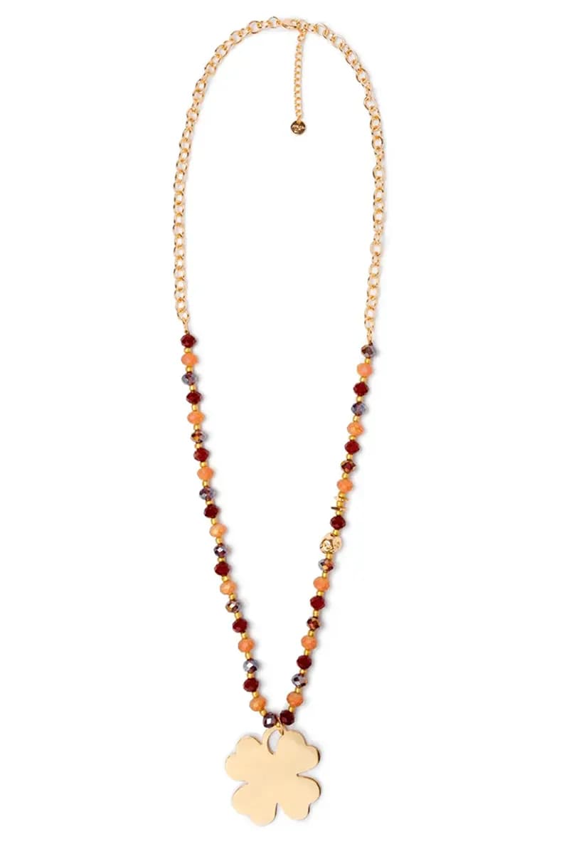MYA ACCESSORIES | Collana lunga con microcristalli rosa e rossi - 2