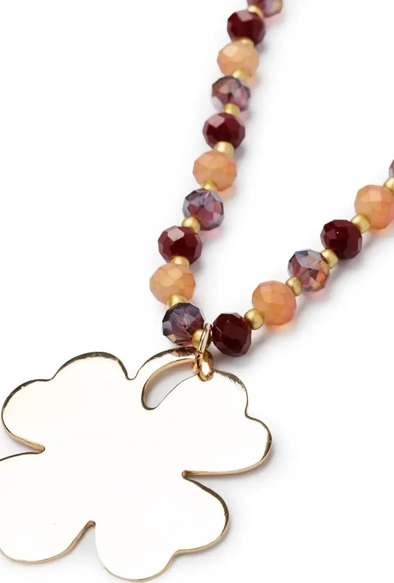 MYA ACCESSORIES | Collana lunga con microcristalli rosa e rossi - 3