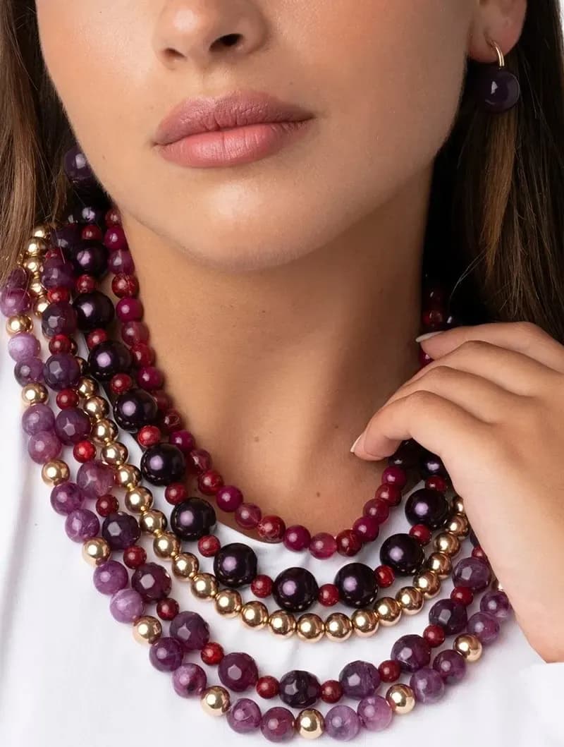 MYA ACCESSORIES | Collana girocollo multilinee con pietre