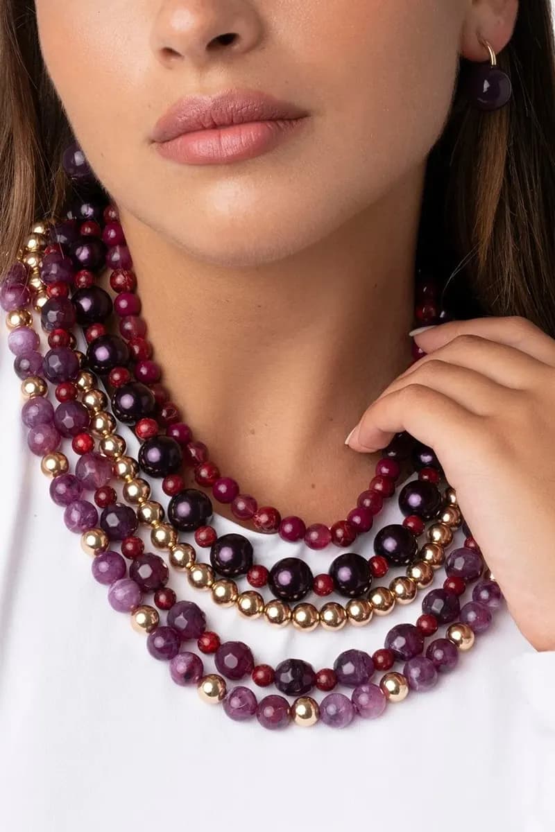 MYA ACCESSORIES | Collana girocollo multilinee con pietre - 5