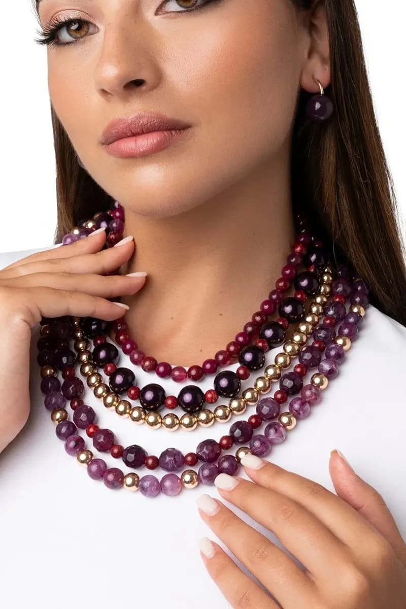 MYA ACCESSORIES | Collana girocollo multilinee con pietre - 4