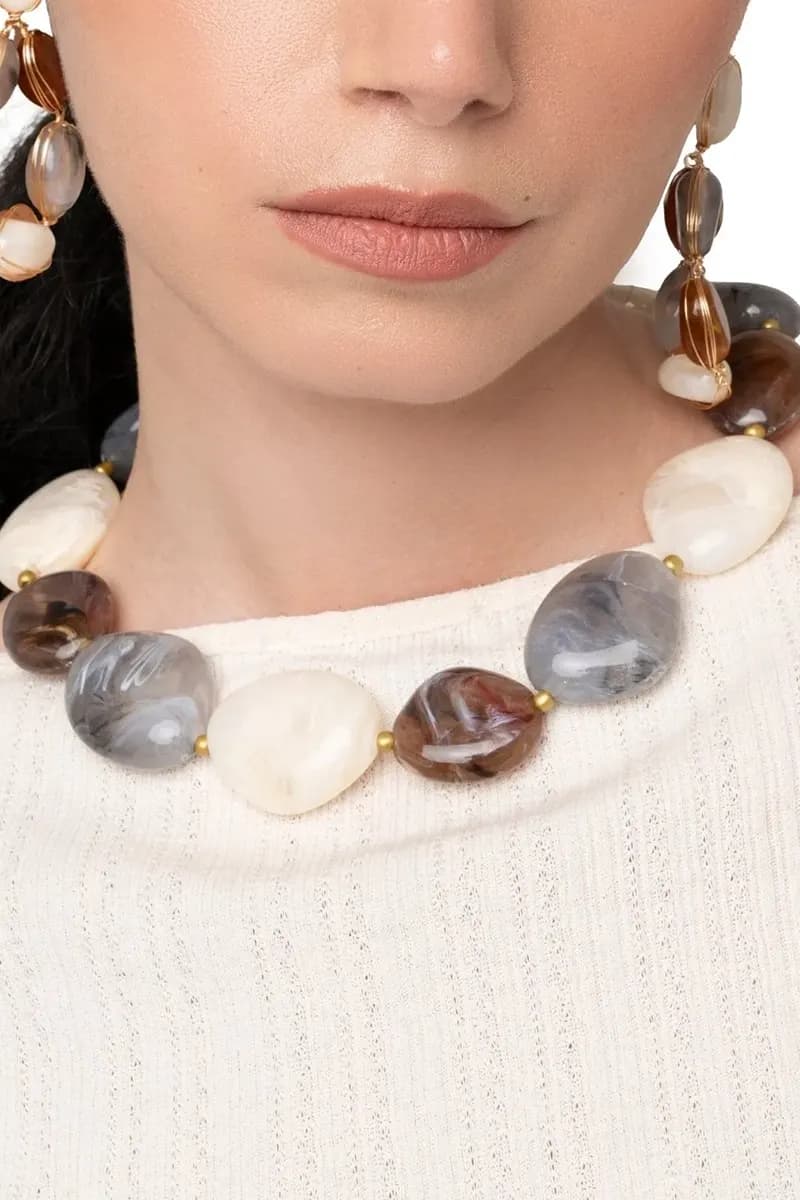 MYA ACCESSORIES | Collana girocollo con pietre schiacciate - 4