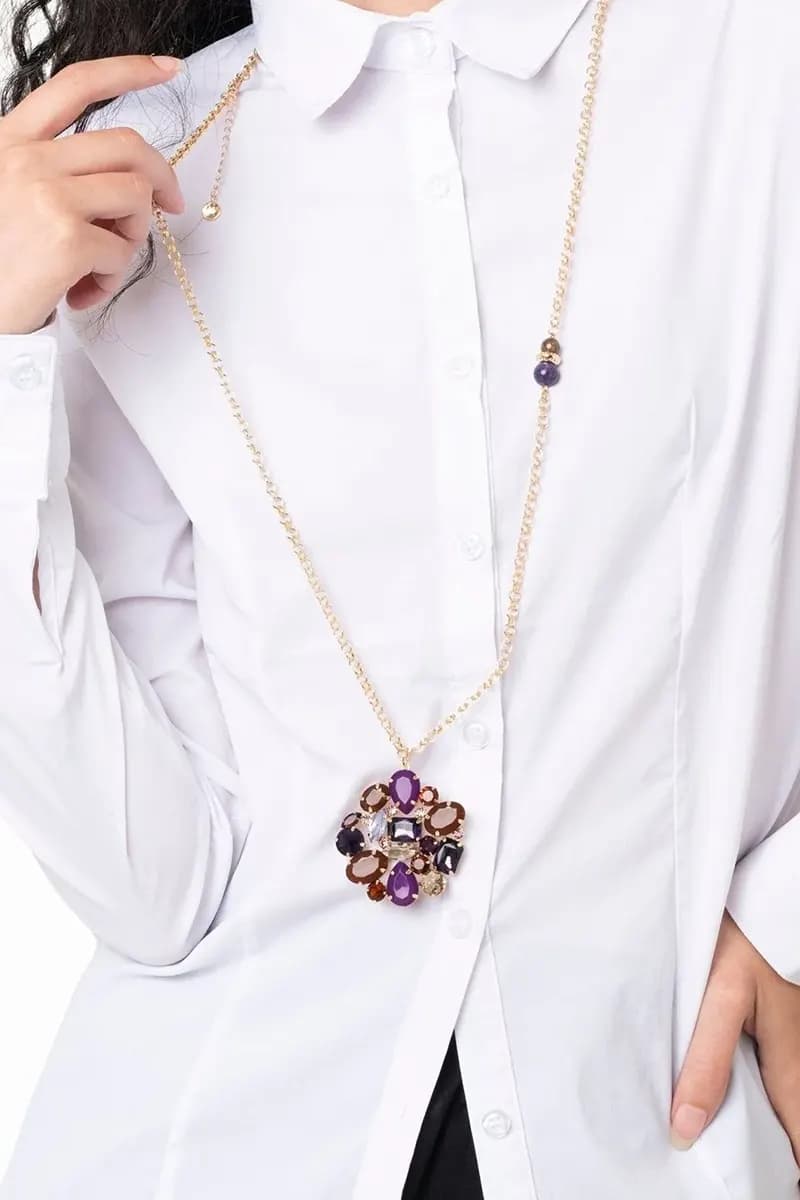MYA ACCESSORIES | Collana lunga in catena con fiore - 4