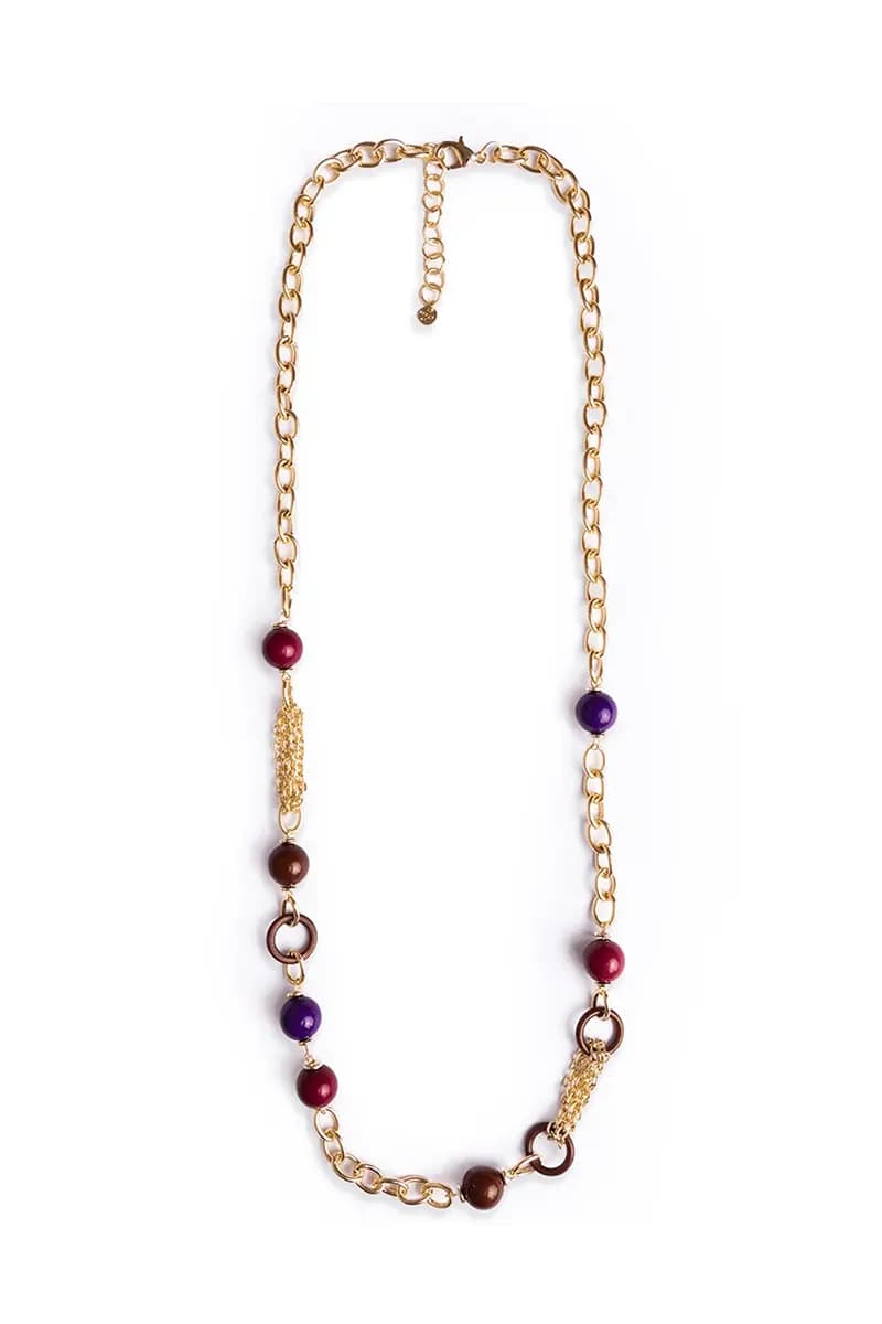 MYA ACCESSORIES | Collana lunga in metallo con sfere in acrilico - 2