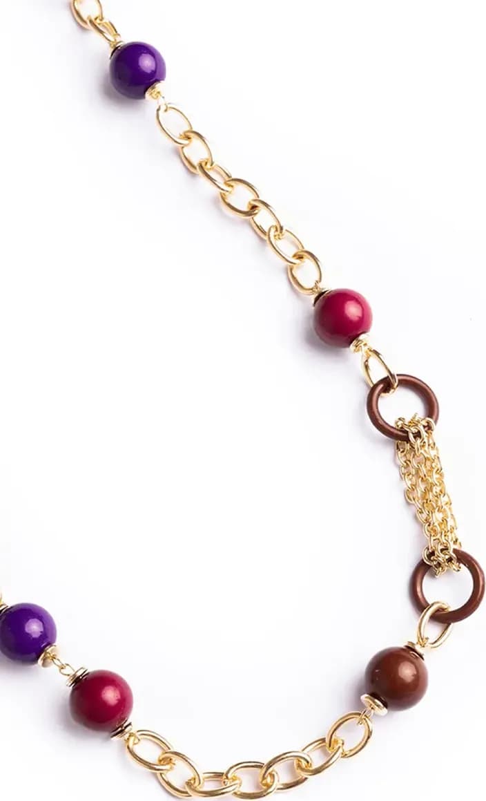 MYA ACCESSORIES | Collana lunga in metallo con sfere in acrilico - 3